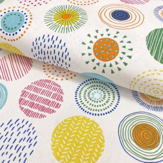 Țesătură decorativă premium Hand drawn circles multicolour