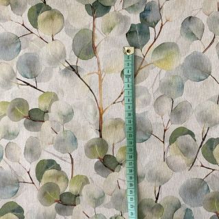 Țesătură decorativă Linenlook Eucalyptus boho leaf digital print