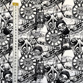 Tricot Pirate skulls white digital print