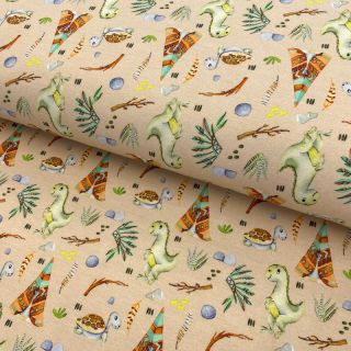 Tricot Snoozy fabrics Rex beige digital print