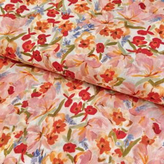 Țesătură din bumbac VOILE Peach meadow digital print