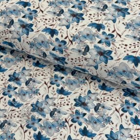 Tricot VISCOSE LYCRA HEAVY Small fowers old blue digital print