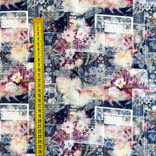 Viscoză RAYON POPLIN Patchwork pattern design A digital print