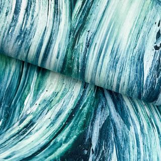 Tricot VISCOSE LYCRA HEAVY Crisscrossing waves mint digital print