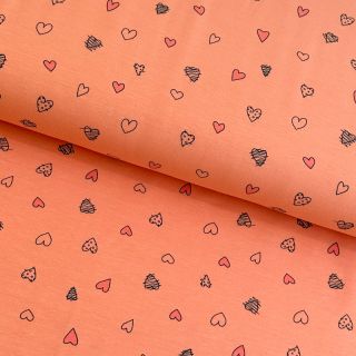 Tricot Cute hearts peach digital print