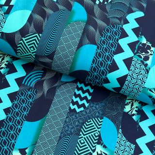 Tricot Blue lagoon stripe digital print