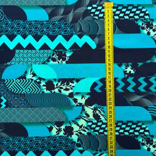 Tricot Blue lagoon stripe digital print