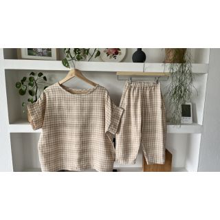 Mușelină Double sided CHECKS MINI beige