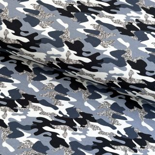 Tricot Shimmering camouflage blue digital print