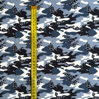 Tricot Shimmering camouflage blue LEO digital print