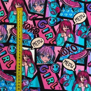 Tricot Manga MEOW digital print