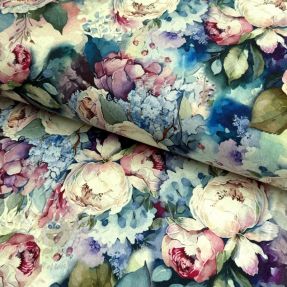 Tricot VISCOSE LYCRA HEAVY Flower canvas design A digital print