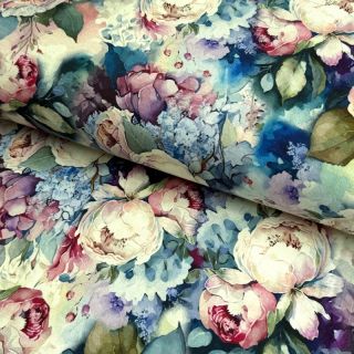 Tricot VISCOSE LYCRA HEAVY Flower canvas design A digital print