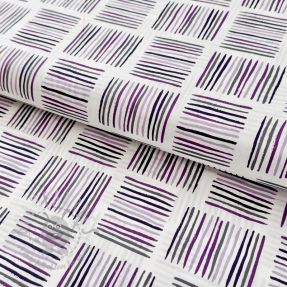 Țesătură din bumbac Square stripes Snoozy violet