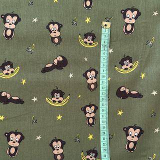 Țesătură din bumbac Monkeys Snoozy camo green