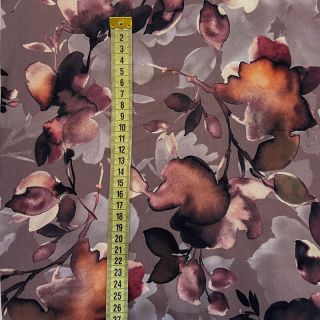 Viscoză Twill water painted floral brown digital print