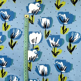 Tricot Tulips old blue