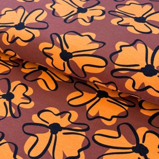 Tricot Retro flowers brown