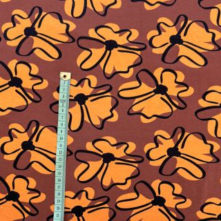 Tricot Retro flowers brown