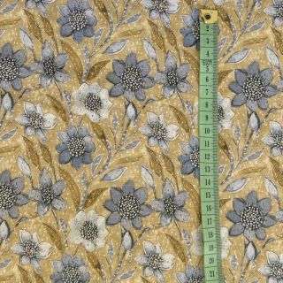 Tricot Night flowers yellow digital print