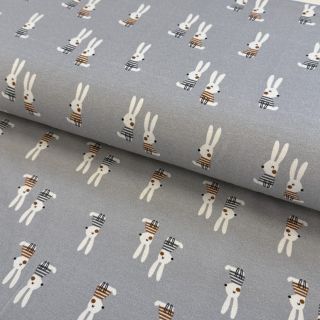 Tricot Bunny buddies grey digital print