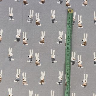 Tricot Bunny buddies grey digital print