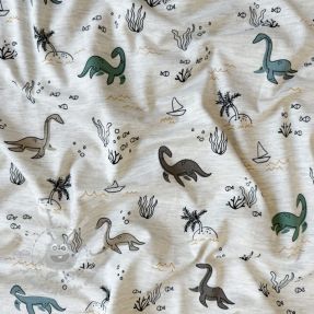 Tricot Water dinosaurs ecru melange