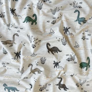 Tricot Water dinosaurs ecru melange