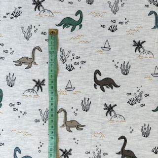 Tricot Water dinosaurs ecru melange