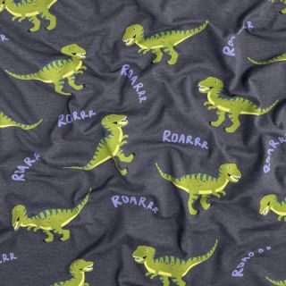 Tricot Dinosaurs indigo melange