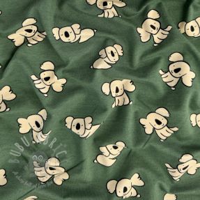 TRICOT Koalas dark green digital print ORGANIC