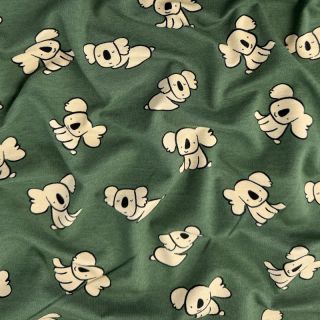 TRICOT Koalas dark green digital print ORGANIC