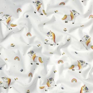 TRICOT Unicorns white digital print ORGANIC