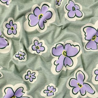 Tricot Flowers dark mint melange