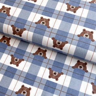 Țesătură din bumbac FLANNEL Bear check jeans