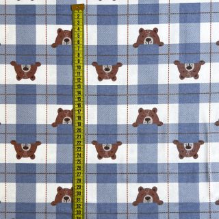 Țesătură din bumbac FLANNEL Bear check jeans