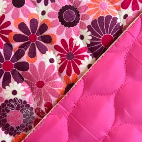 Material textil matlasat VELVET Flowers fuchsia digital print