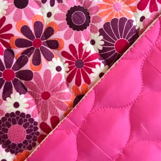 Material textil matlasat VELVET Flowers fuchsia digital print