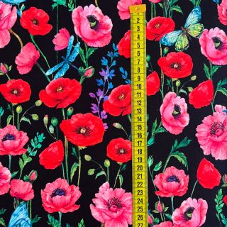 Jerse trening Poppy flowers black digital print