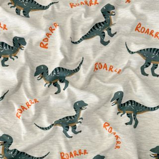 Tricot Dinosaurs ecru melange