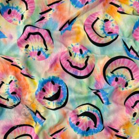 Tricot Happy faces multi digital print