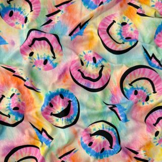 Tricot Happy faces multi digital print