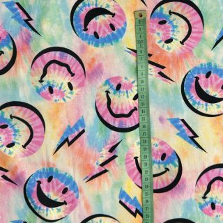 Tricot Happy faces multi digital print