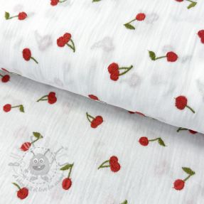 Mușelină EMBROIDERY Cherries white