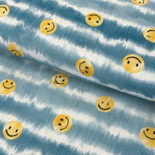 Mușelină Happy faces jeans digital print