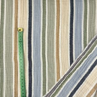 Mușelină YARN DYED MULTI Stripes green blue