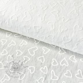 Țesătură din bumbac VOILE Embroidery Hearts white