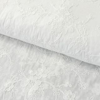 Țesătură din bumbac Embroidery Zara white