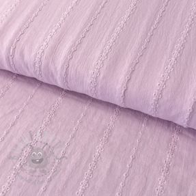 Țesătură din bumbac VOILE Embroidery Stripes lilac