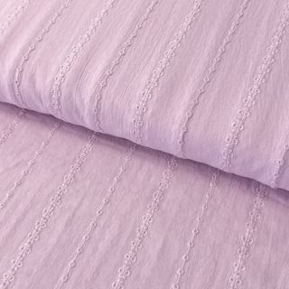 Țesătură din bumbac VOILE Embroidery Stripes lilac